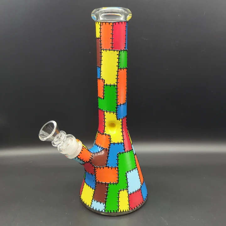 10 Inch Colorful Patchwork Glass Beaker Bong