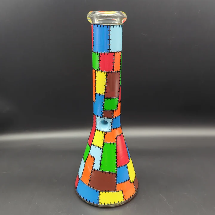 10 Inch Colorful Patchwork Glass Beaker Bong