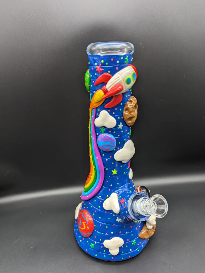 12.5 Inch 3D Outer Space Glass Beaker Bong