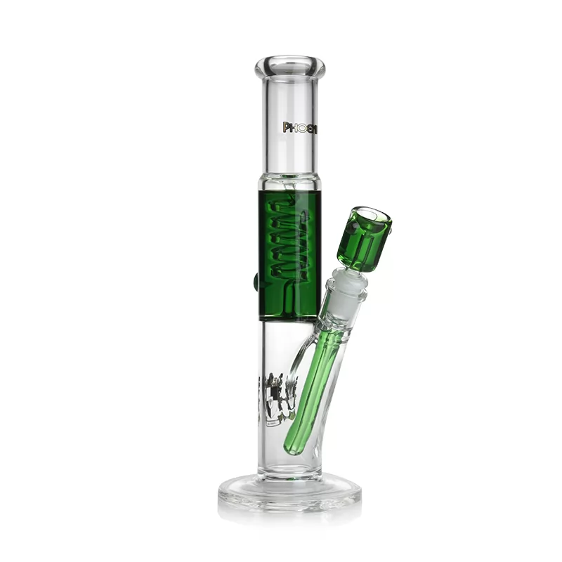 12-Inch Colorful Freezable Coil Straight Bong with Glycerin-Filled Accessories