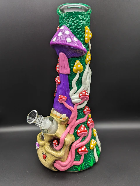 13 inch mushroom jungle 3d glass beaker bong