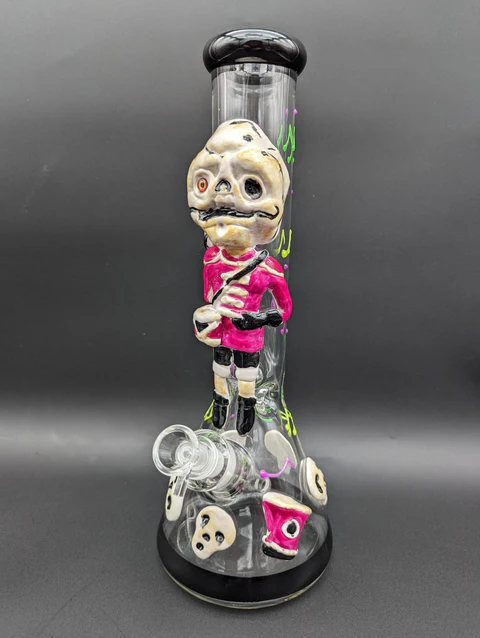 14 Inch Skeleton Musician 3D Glass Beaker Bong