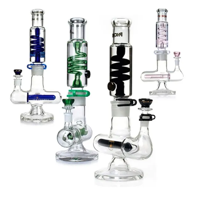 Highlights: Height: 14 inches **7mm thick glass for durability **Removable glycerin coil for smooth and cool hits **Inline perc for enhanced filtration and smoother rips **14mm joint size for compatibility with accessories **Color options: black, green, blue Customizable color, size, and logo options available