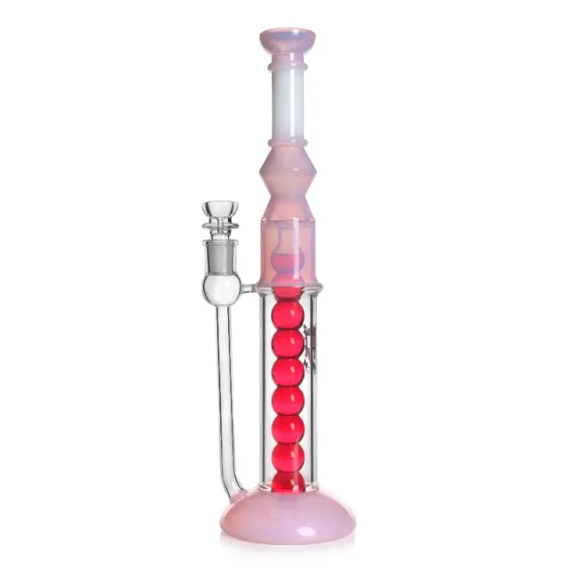 15-Inch Colorful Glycerin Coil Straight Bong with Freezable Balls