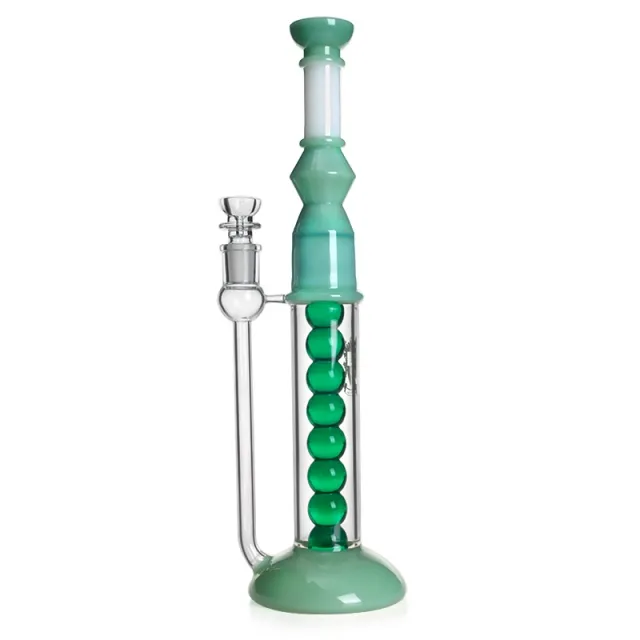 15-Inch Colorful Glycerin Coil Straight Bong with Freezable Balls