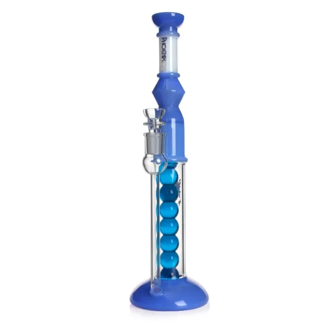 15-Inch Colorful Glycerin Coil Straight Bong with Freezable Balls