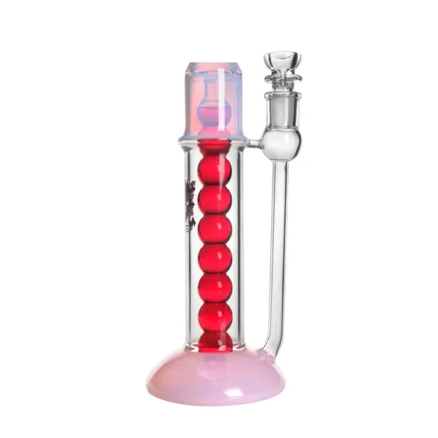 15-Inch Colorful Glycerin Coil Straight Bong with Freezable Balls