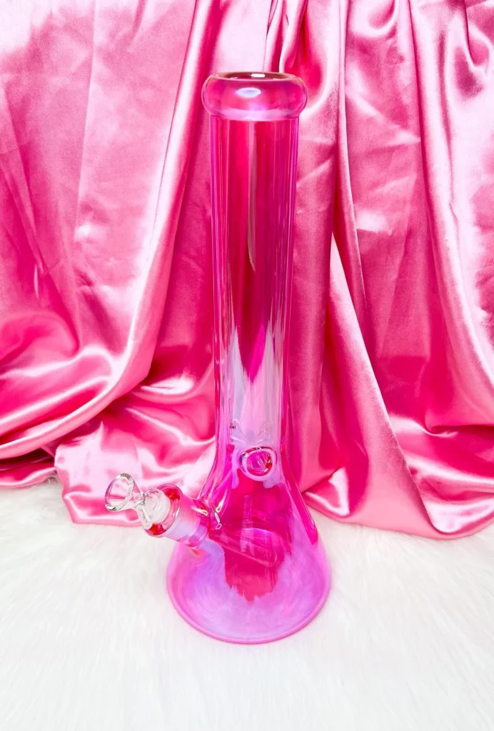 16-Inch Neon Pink Iridescent Beaker Bong