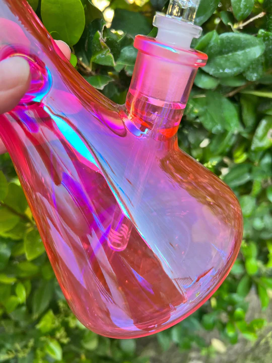 16-Inch Neon Pink Iridescent Beaker Bong