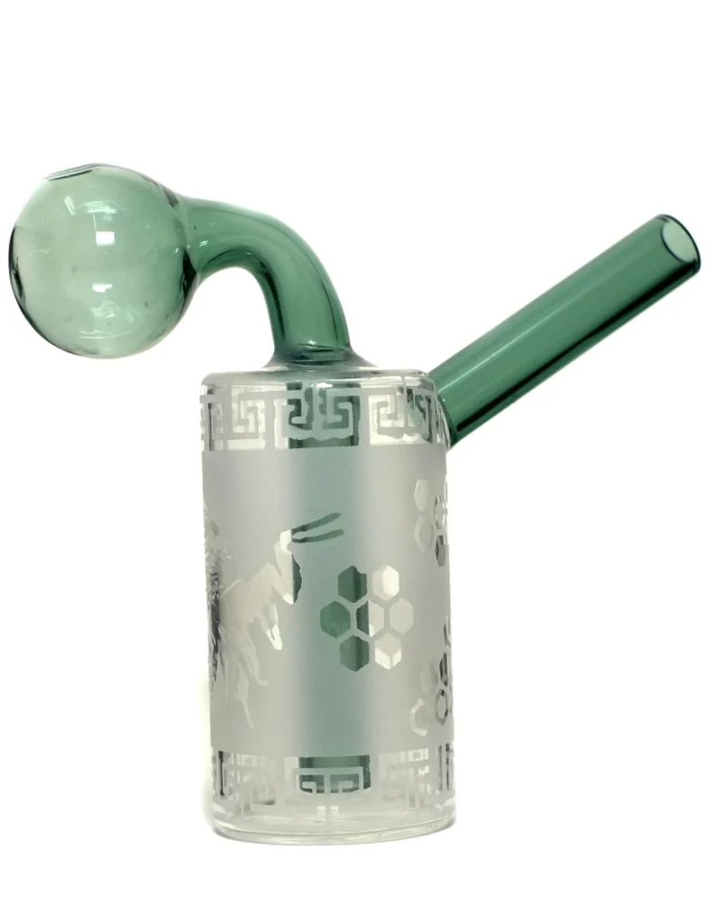 4.5" Glass Oil Burner Bubbler Pipe | Green & Blue