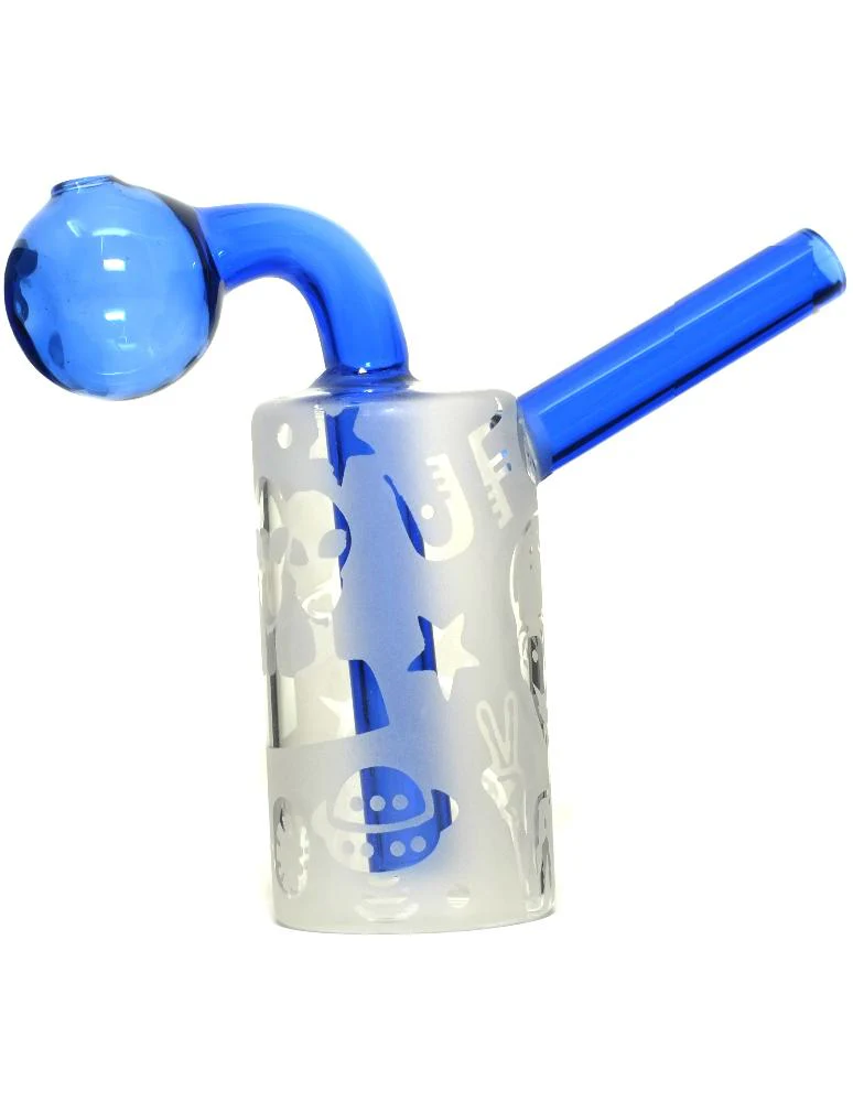 4.5" Glass Oil Burner Bubbler Pipe | Green & Blue