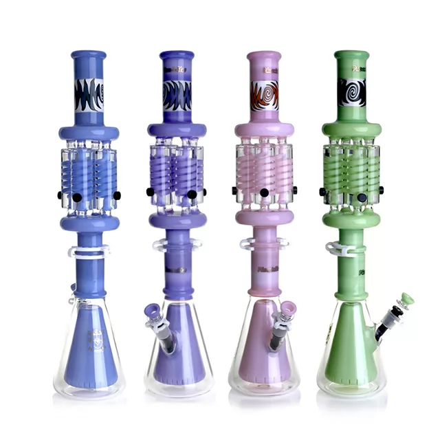 4-Times Freezable Coil Double Beaker Bong with Eye-Catching Design