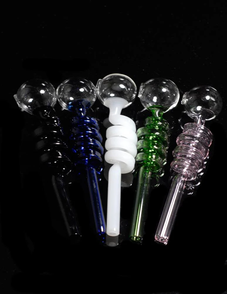 5" Spiral Color Curved Glass Oil Burner Pipe