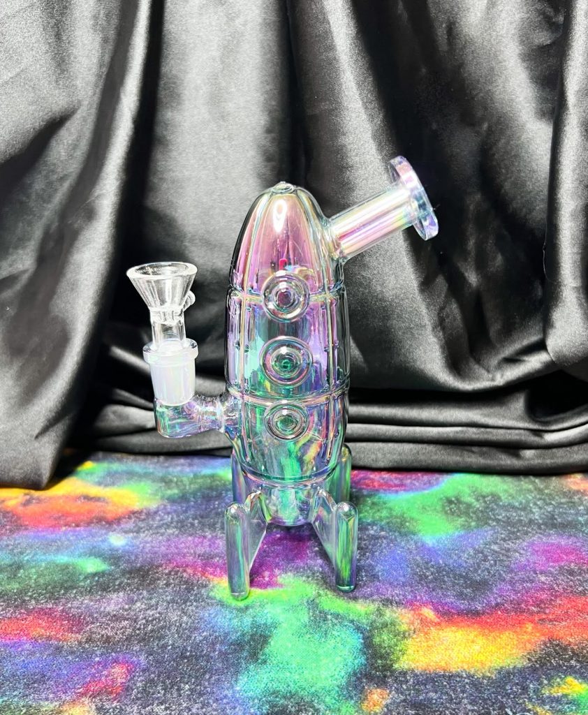 7-Inch Iridescent Rocket Ship Water Pipe/Dab Rig