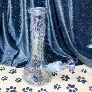 8-Inch Black Cats Iridescent 8in Glass Water Pipe/Bong