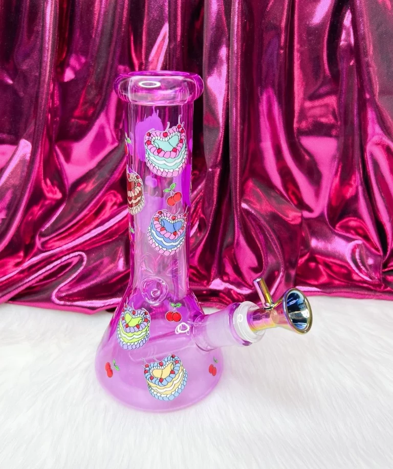 8-Inch Iridescent Purple Cake Glass Bong