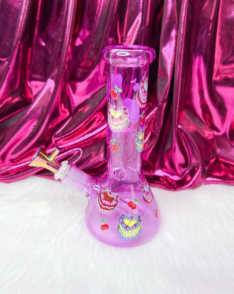 8-Inch Iridescent Purple Cake Glass Bong