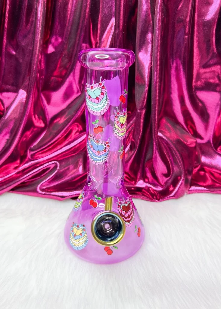 8-Inch Iridescent Purple Cake Glass Bong