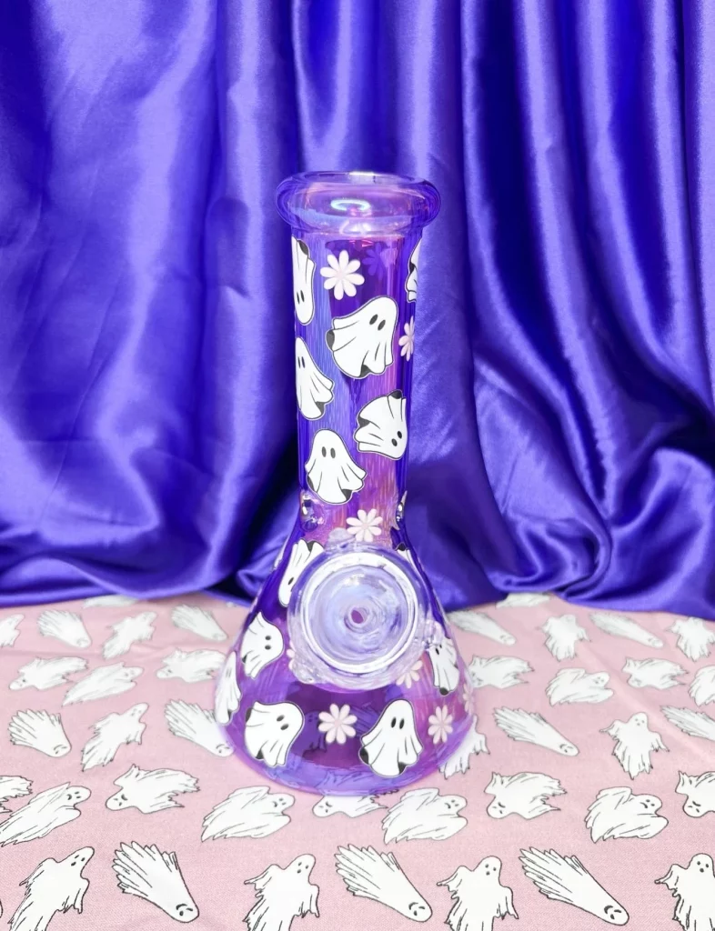 8-Inch Purple Ghosts Glass Water Pipe/Bong