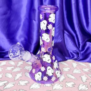 8-Inch Purple Ghosts Glass Water Pipe/Bong