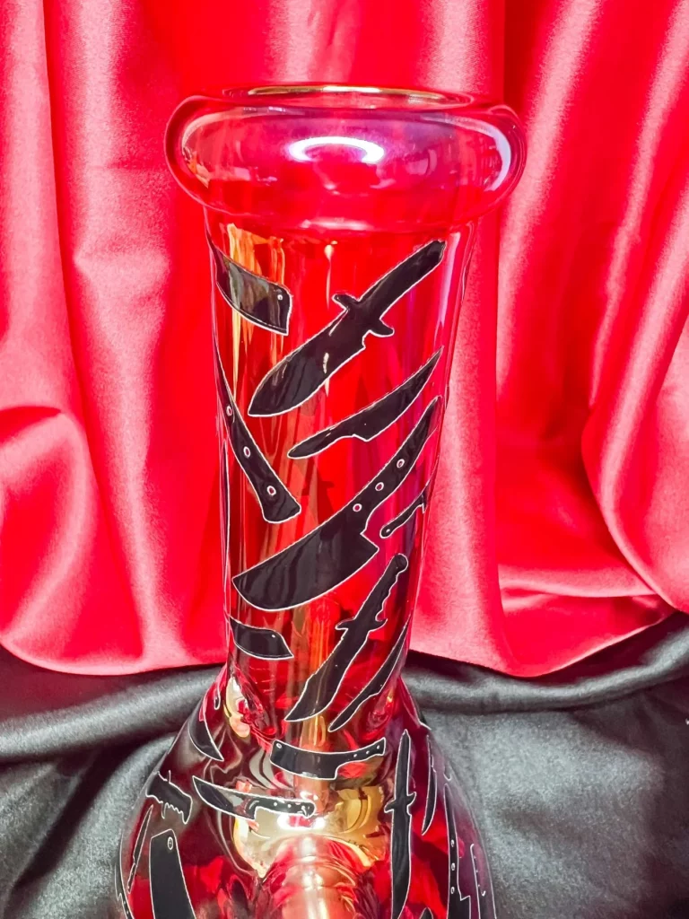 8-Inch Red Bloody KnivesGlass Water Pipe/Bong