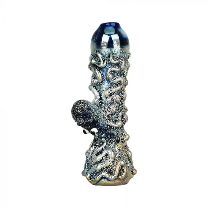 Curious Kraken Metallic Electroplated Glass Chillum – 3.5"