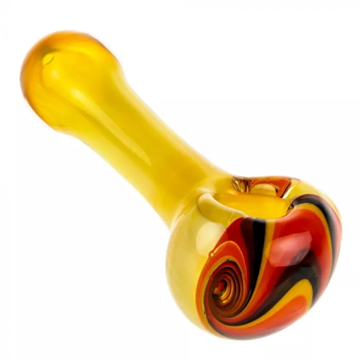 Fumed Inside-Out Glass Spoon Pipe with Reversals – Vibrant and Durable Design