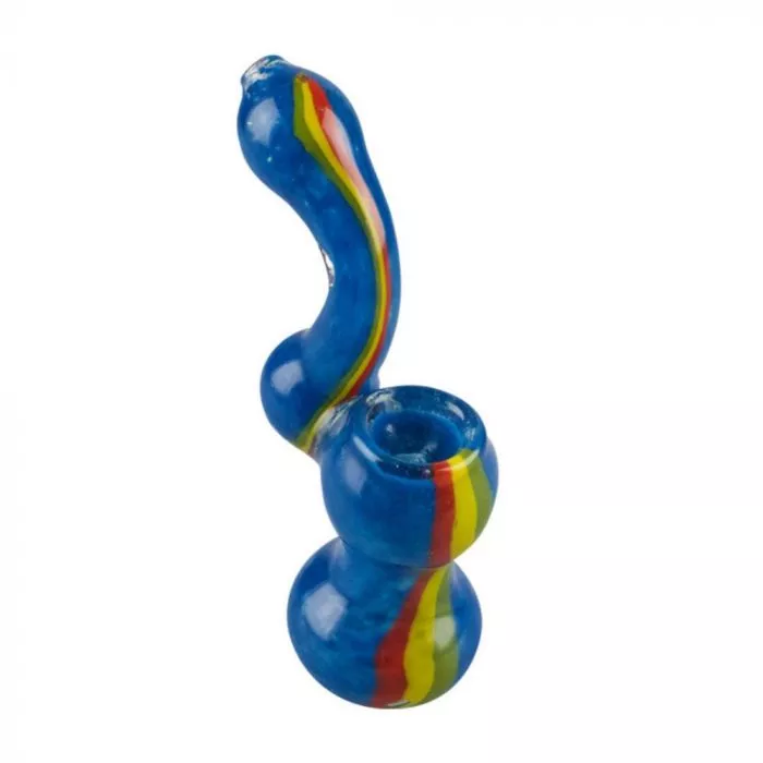 Glass Fritted Bubbler with Rasta Stripe