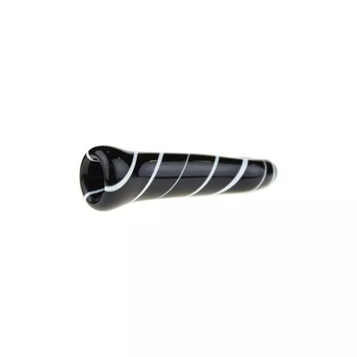 Glass One Hitter Pipe with White Stripes