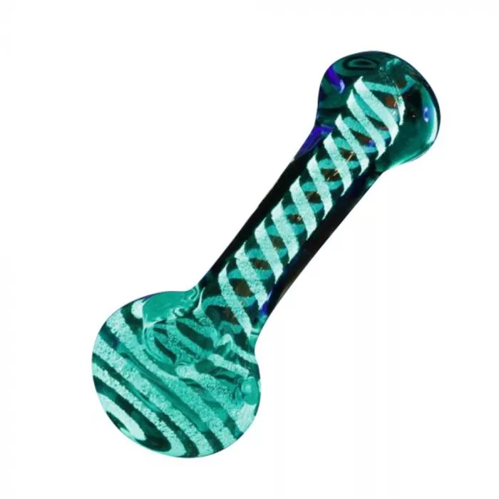 Glow in the Dark Swirl Hand Pipe – 4.5-Inch Spoon Pipe with UV Glow