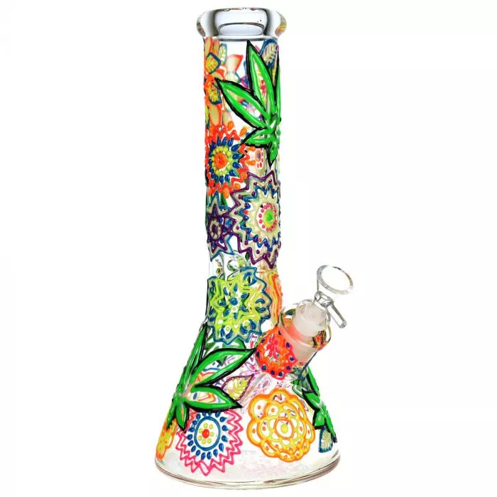 Hemp Leaf Beaker Ice Bong