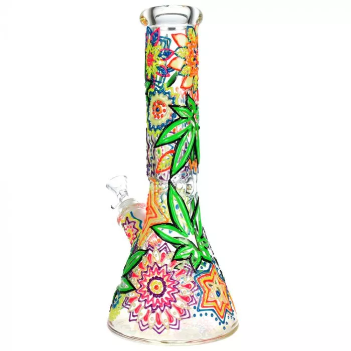 Hemp Leaf Beaker Ice Bong