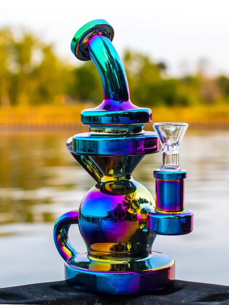 iridescent-recycler-bong-stunning-design-with-smooth-cool-hits