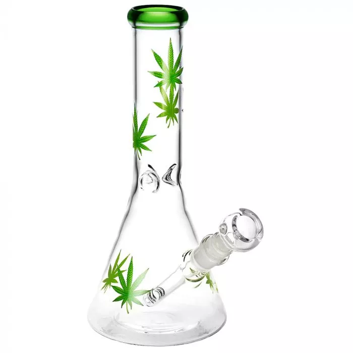 Leaf Print Beaker Glass Bong