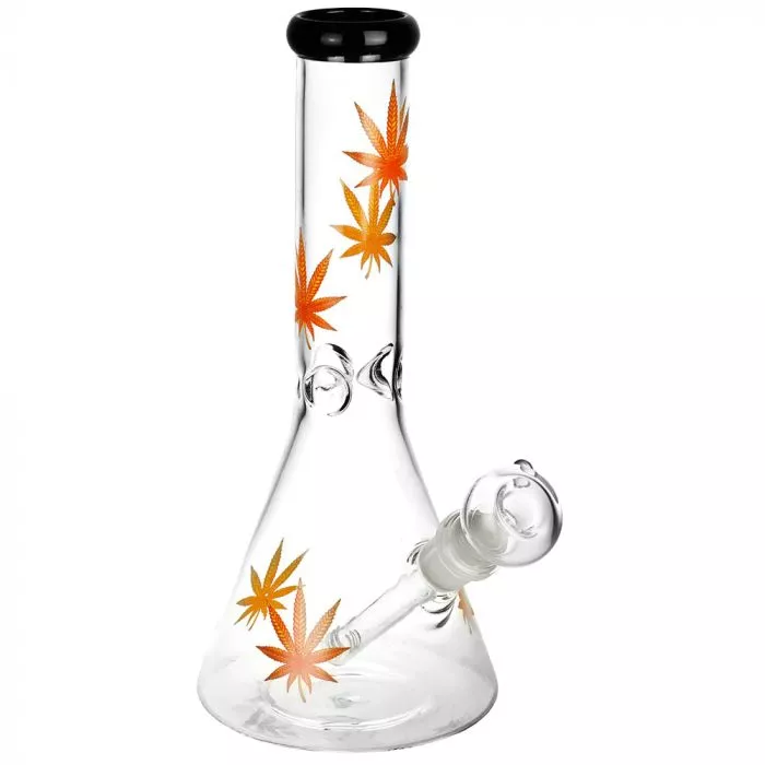 Leaf Print Beaker Glass Bong