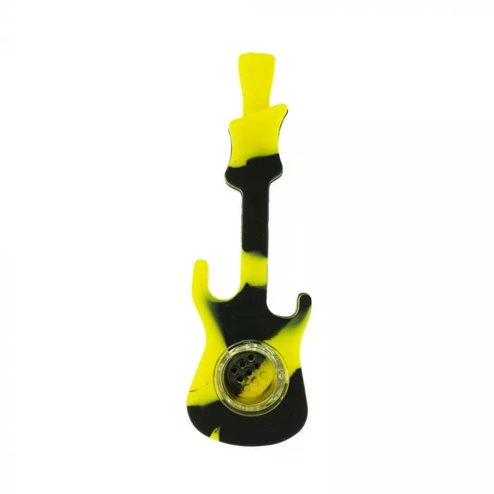 Silicone Guitar Hand Pipe with Glass Bowl