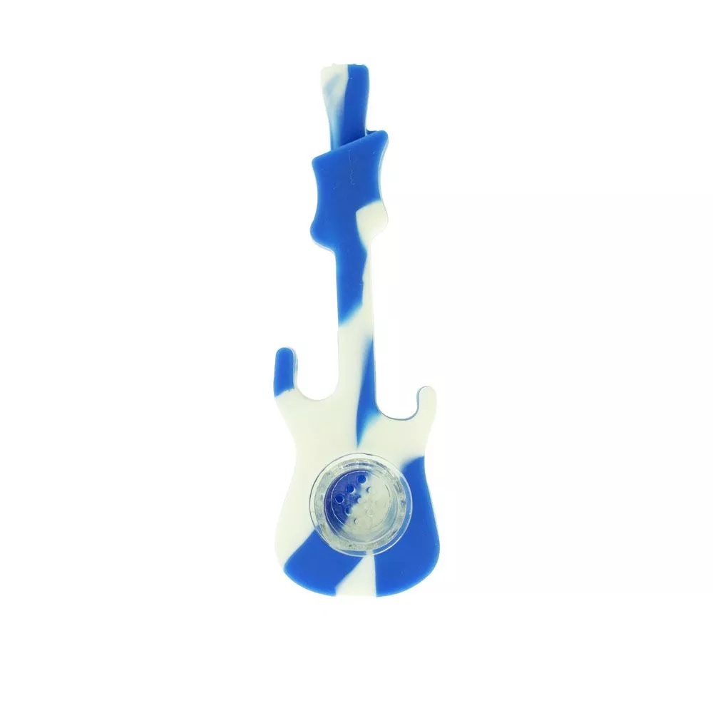 Silicone Guitar Hand Pipe with Glass Bowl