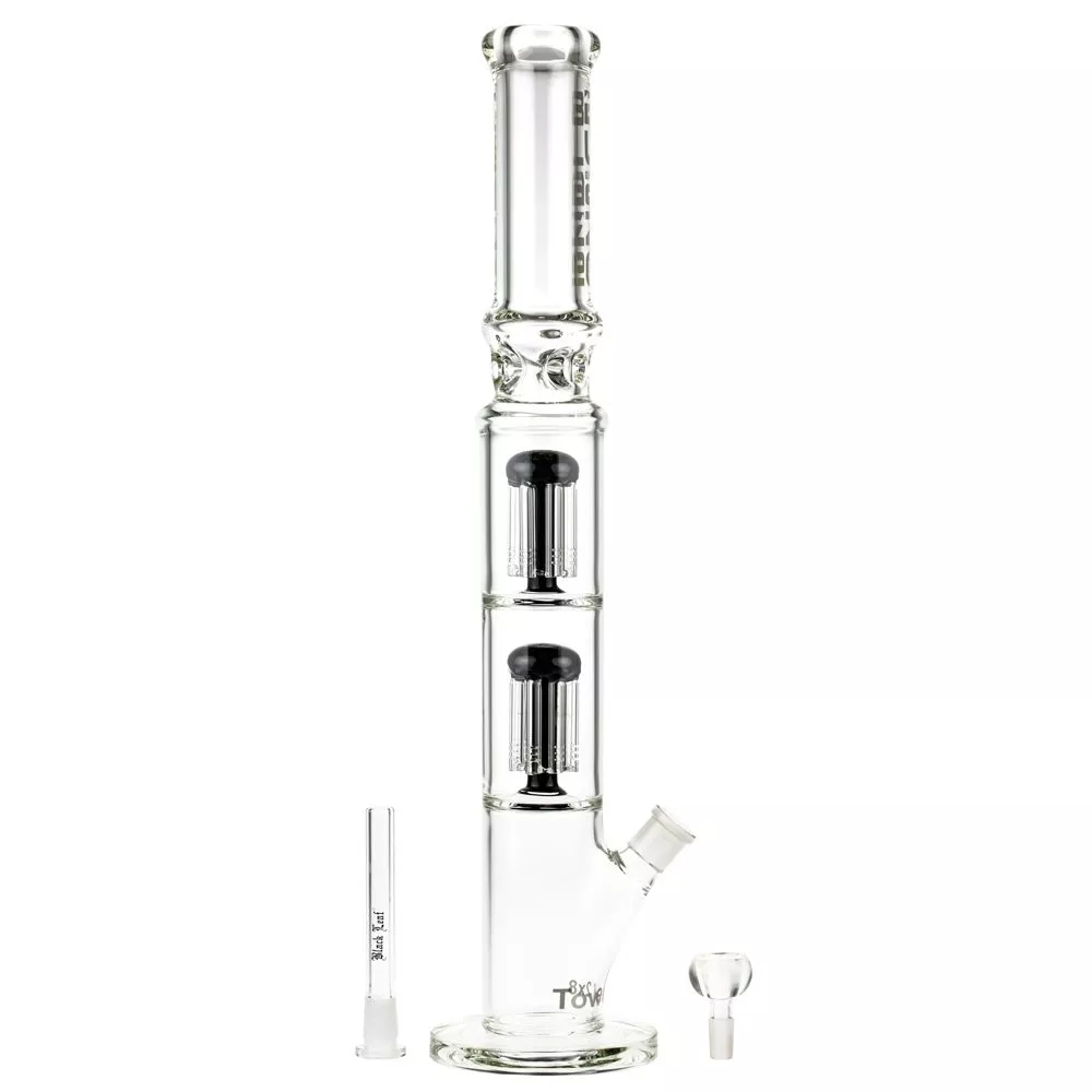 Straight Ice Bong with Double 8-Arm Tree Percolators