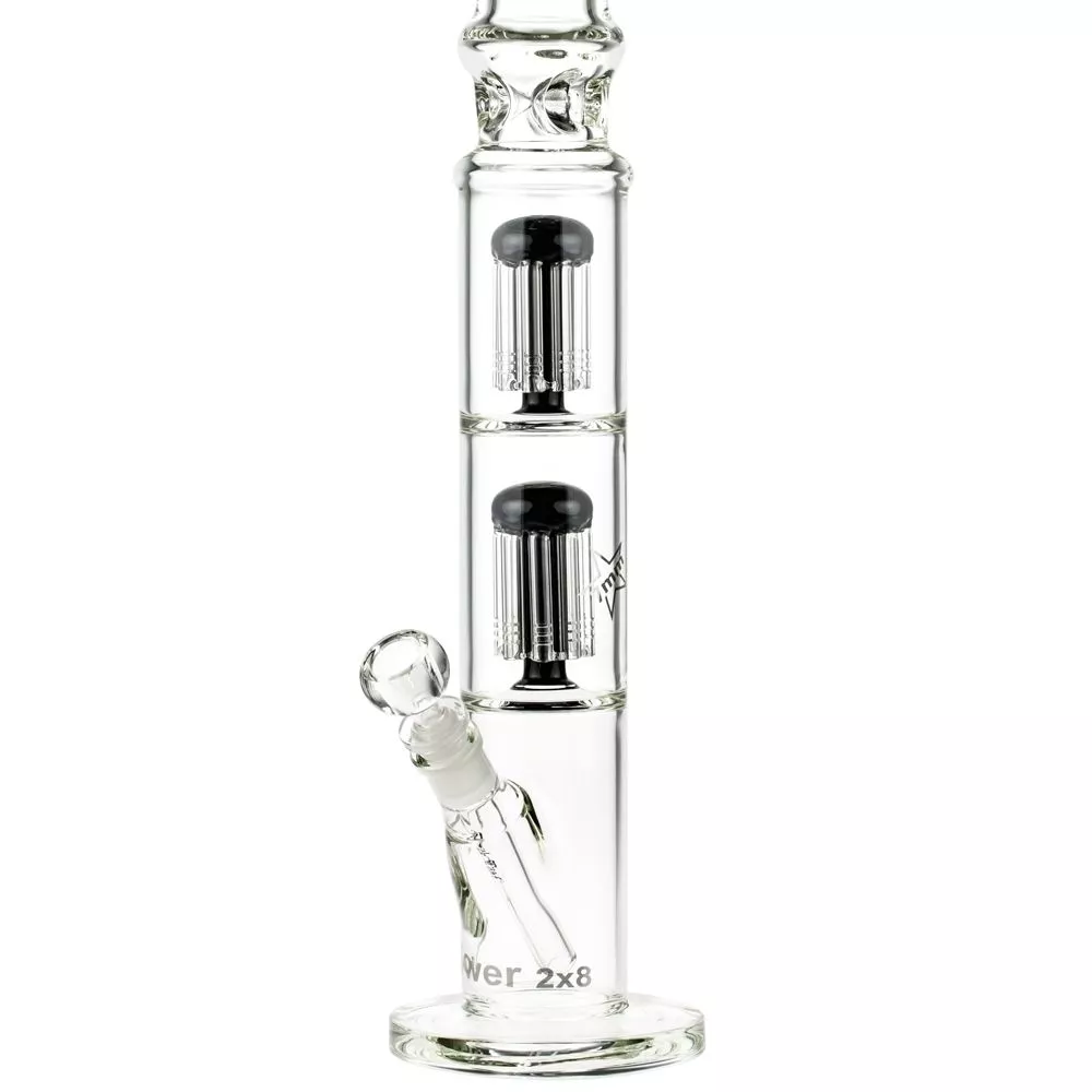 Straight Ice Bong with Double 8-Arm Tree Percolators