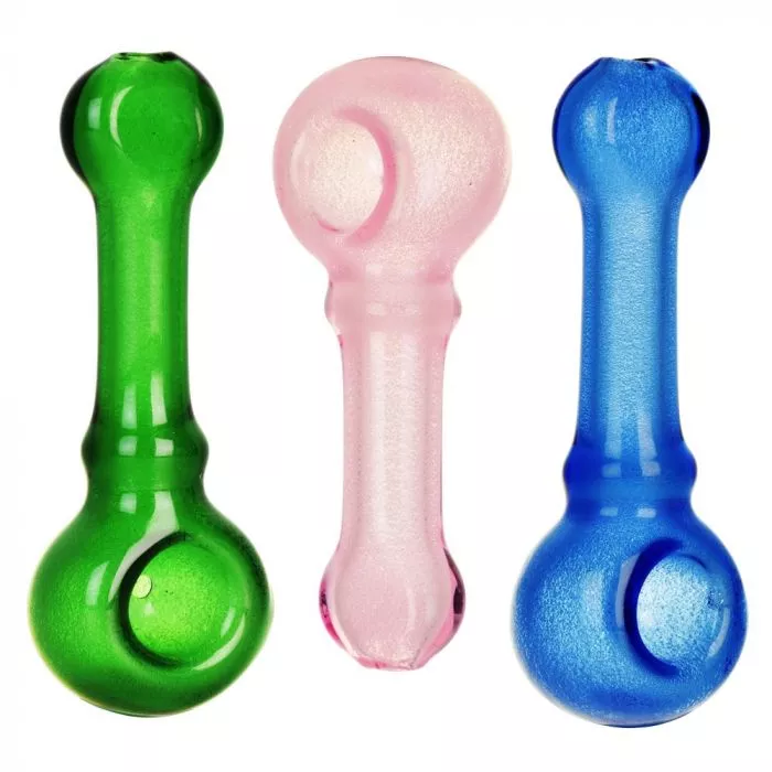 UV Reactive Colored Spoon Pipe – Durable 4.25-Inch Glass Hand Pipe